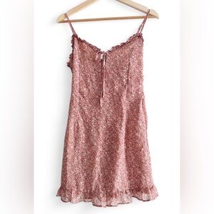 Dress Forum Los Angeles Floral Ruffled Tie-Front Mini Dress - Pink/Mauve